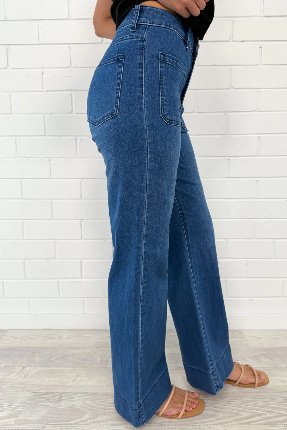 Whitley High Rise Wide Leg Jeans - Dark Denim - Image 10
