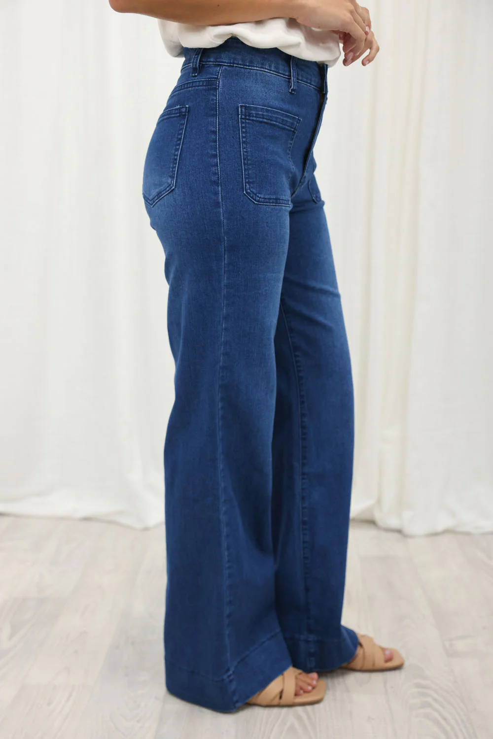 Whitley High Rise Wide Leg Jeans - Dark Denim - Image 19