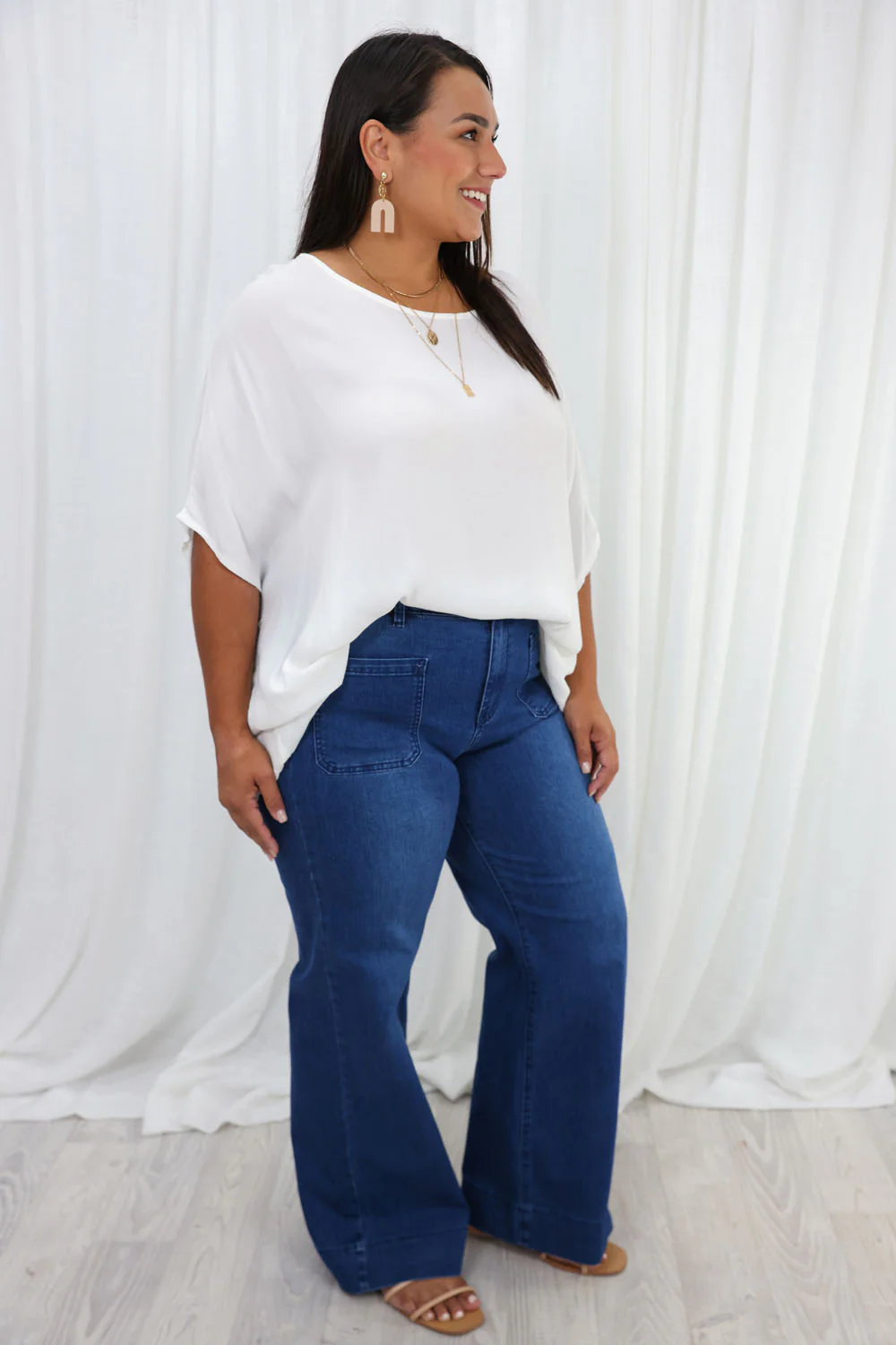 Whitley High Rise Wide Leg Jeans - Dark Denim - Image 20