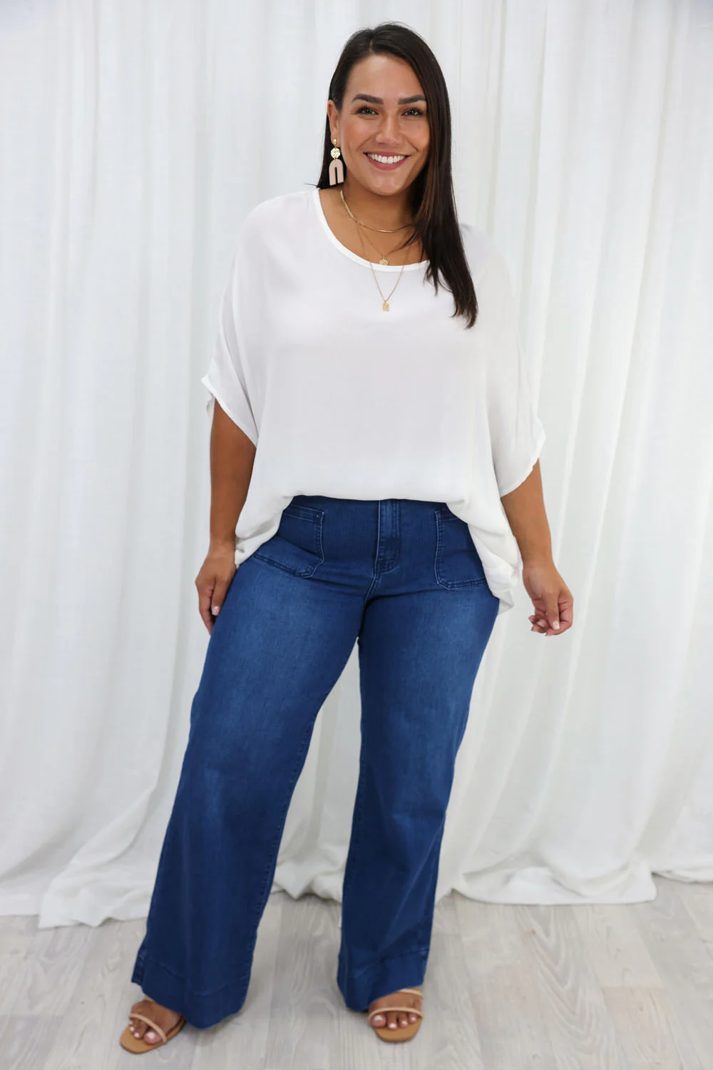 Whitley High Rise Wide Leg Jeans - Dark Denim - Image 22