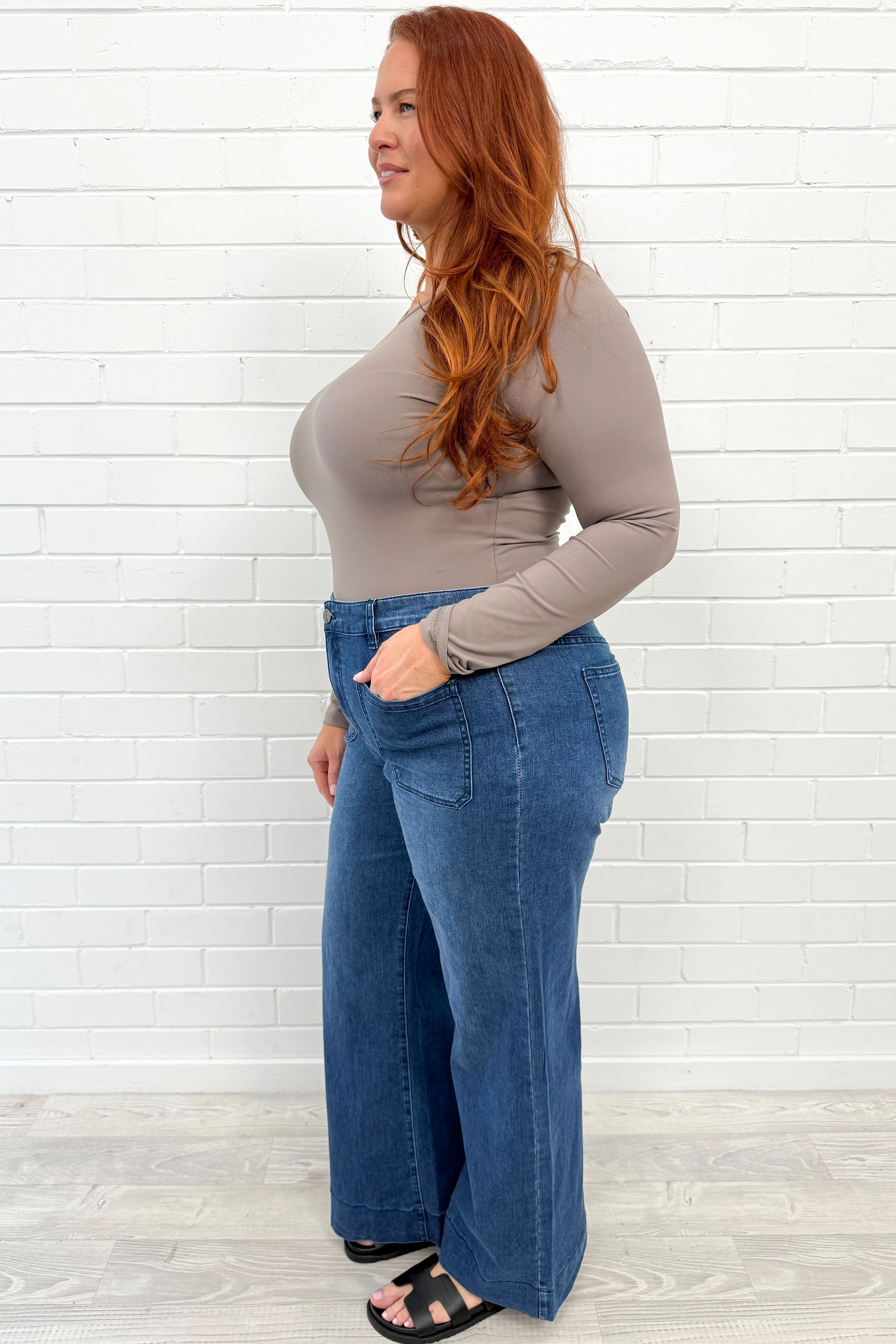 Whitley High Rise Wide Leg Jeans - Dark Denim - Image 3