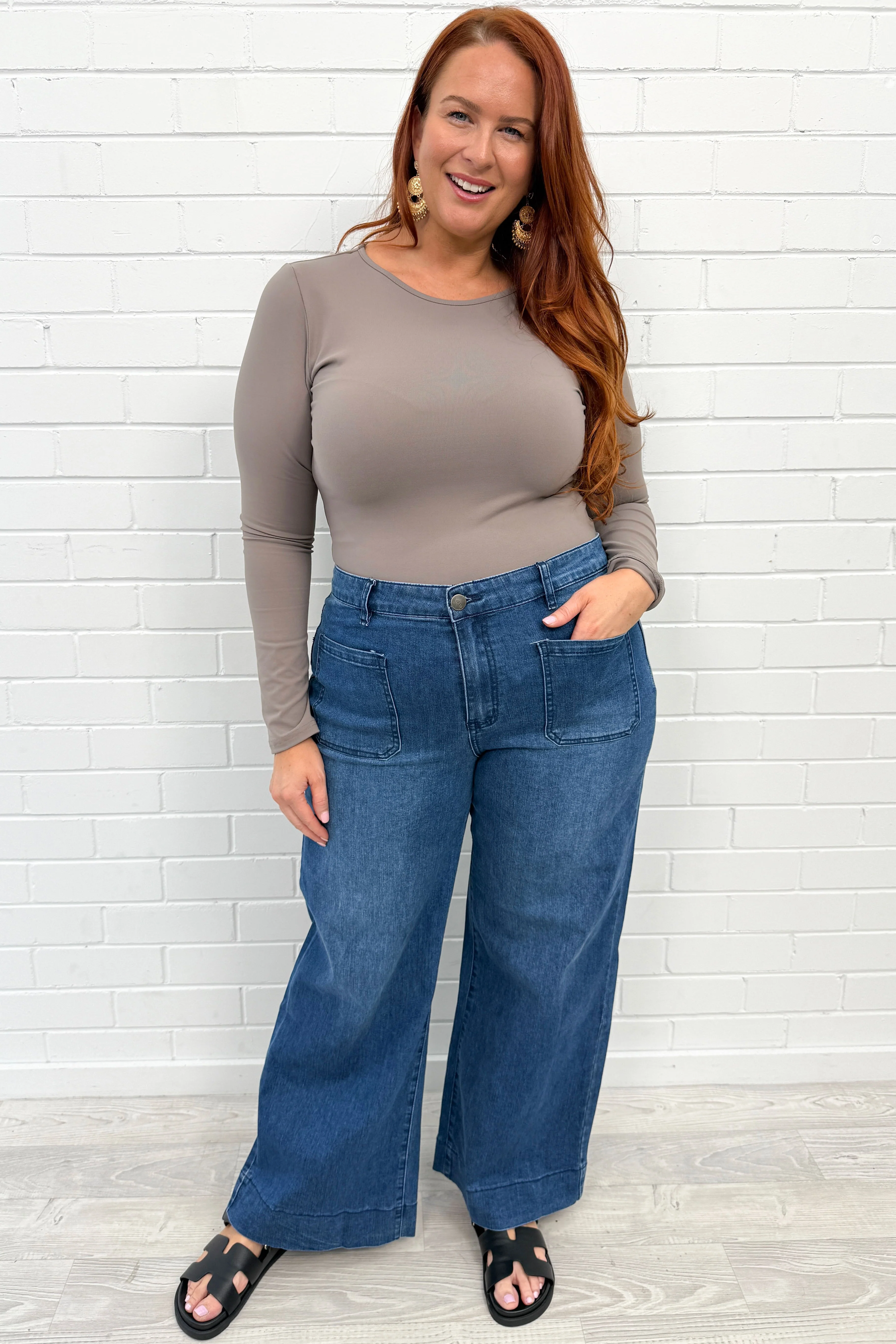 Whitley High Rise Wide Leg Jeans - Dark Denim - Image 4