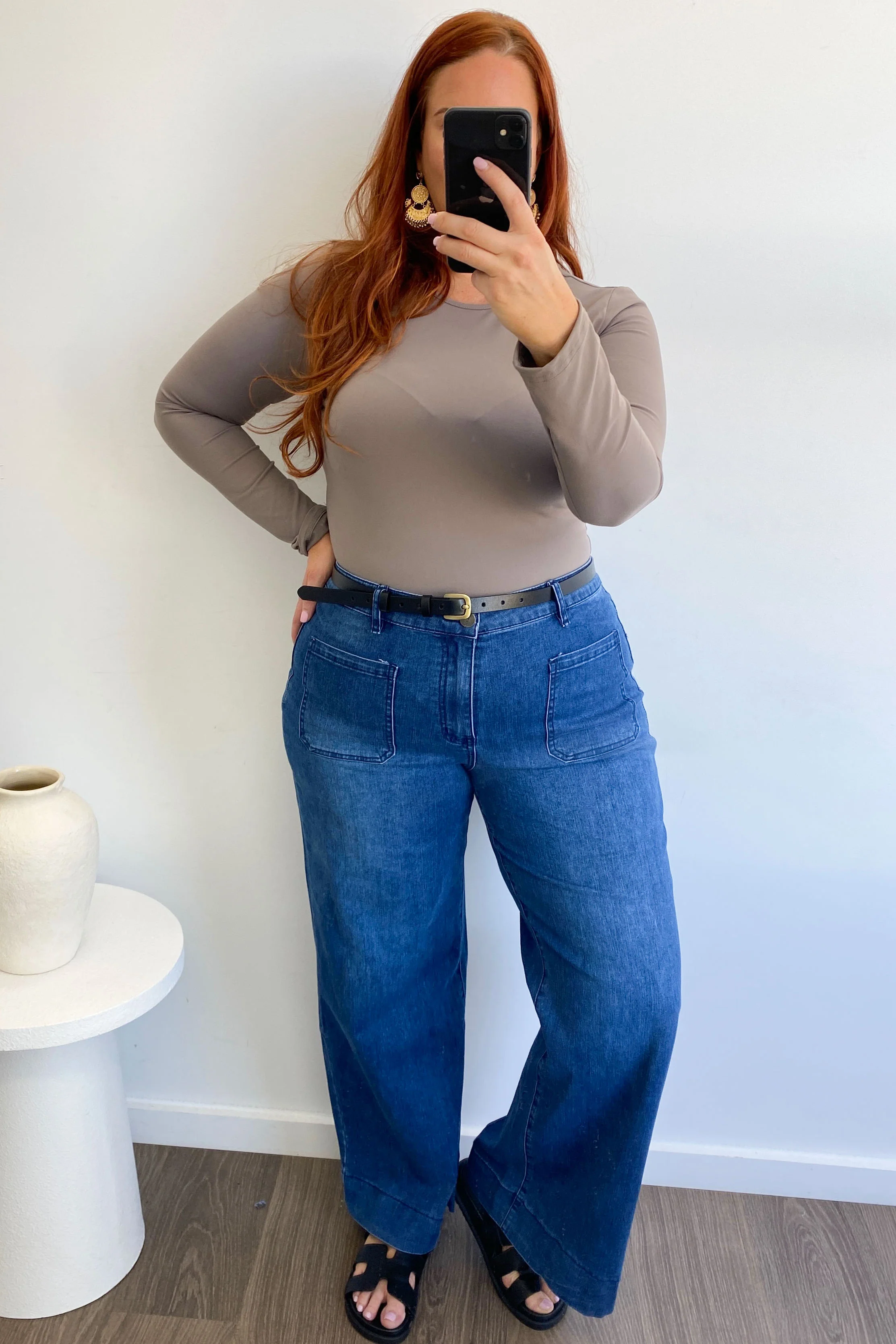 Whitley High Rise Wide Leg Jeans - Dark Denim - Image 5
