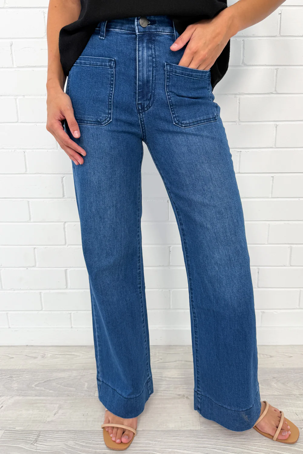Whitley High Rise Wide Leg Jeans - Dark Denim - Image 8