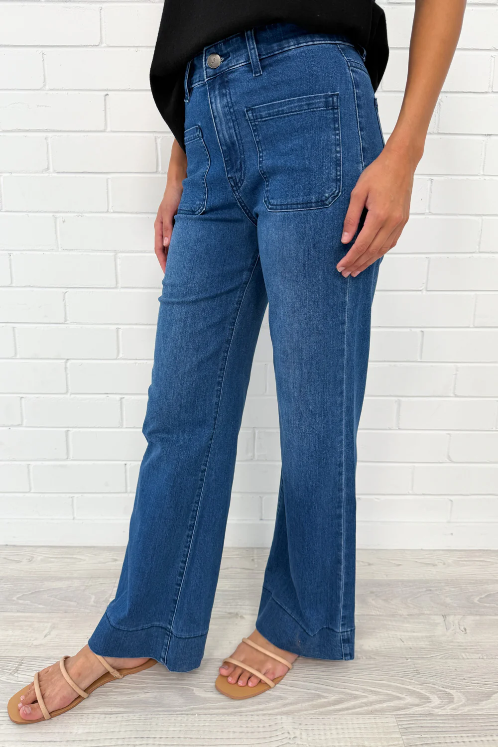 Whitley High Rise Wide Leg Jeans - Dark Denim - Image 9