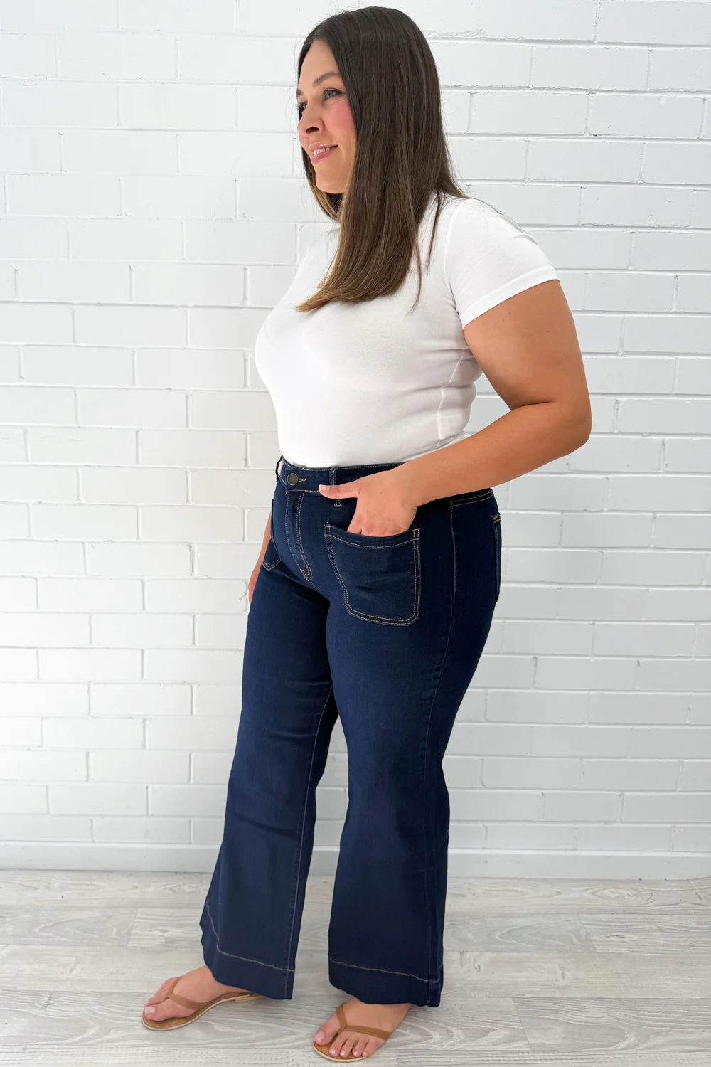 Whitley High Rise Wide Leg Jeans - Indigo - Image 10