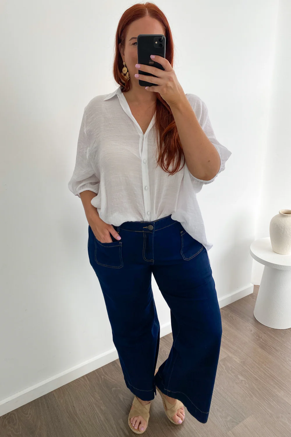 Whitley High Rise Wide Leg Jeans - Indigo - Image 12