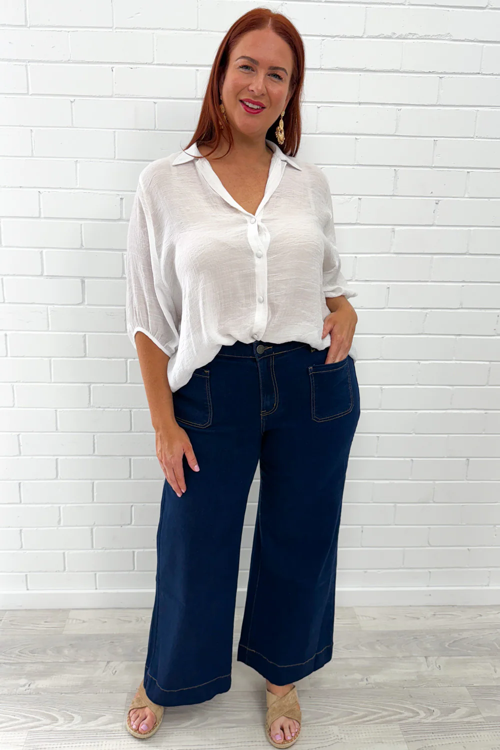 Whitley High Rise Wide Leg Jeans - Indigo - Image 13