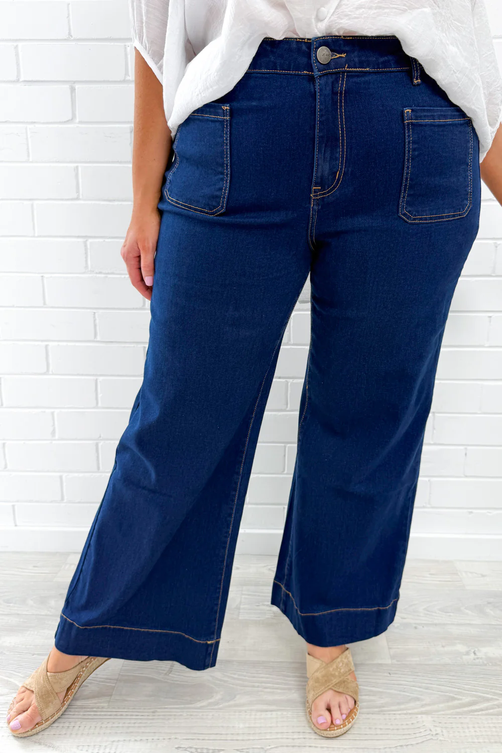 Whitley High Rise Wide Leg Jeans - Indigo - Image 14