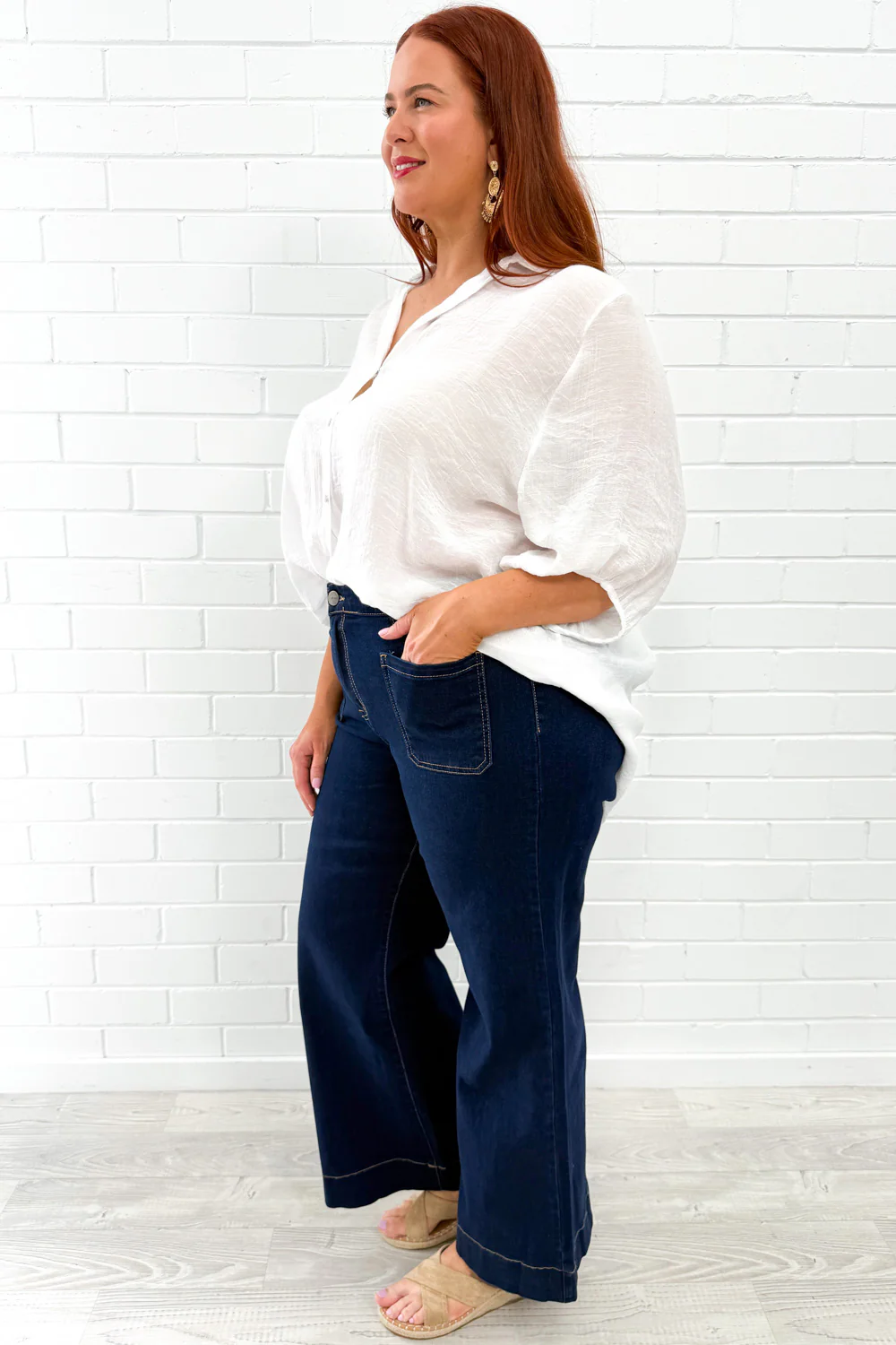 Whitley High Rise Wide Leg Jeans - Indigo - Image 15