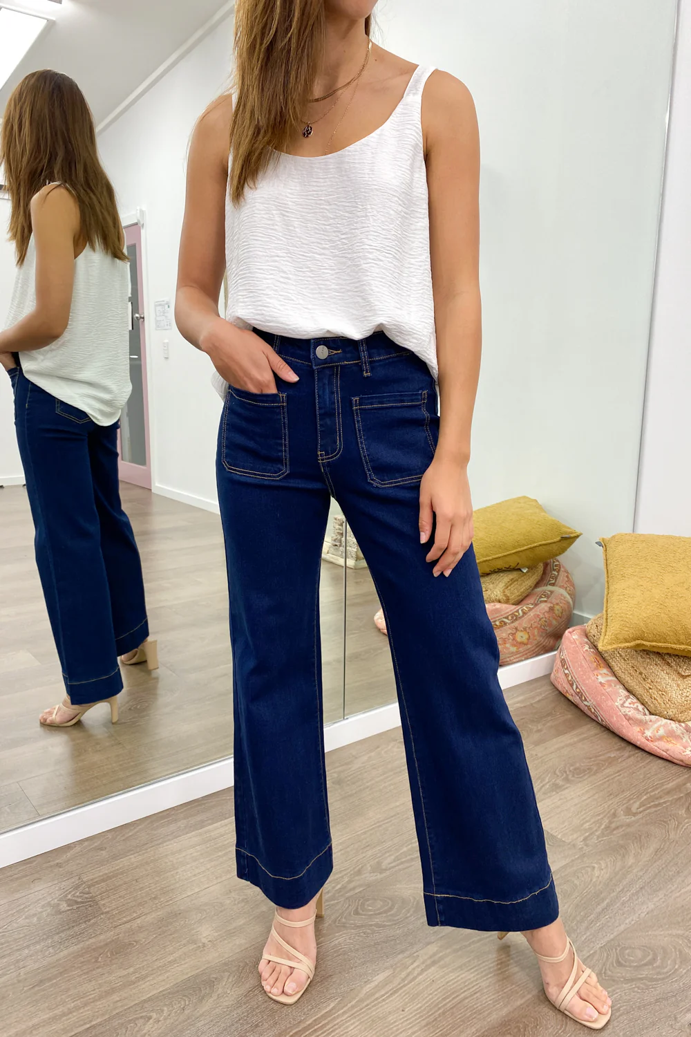 Whitley High Rise Wide Leg Jeans - Indigo - Image 21