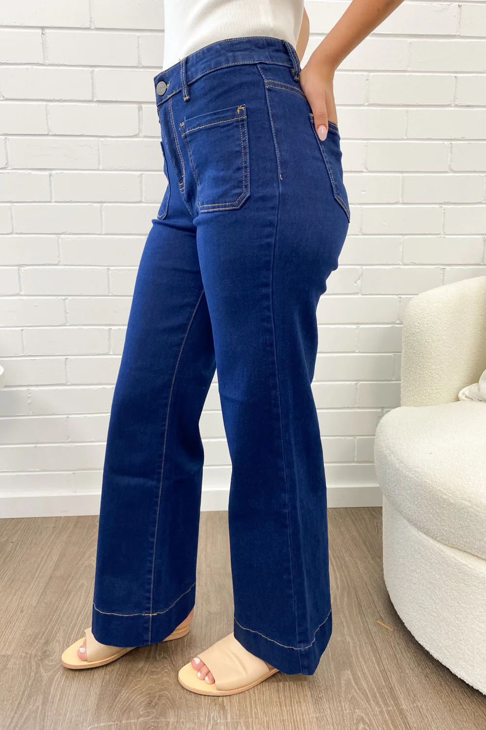 Whitley High Rise Wide Leg Jeans - Indigo - Image 23