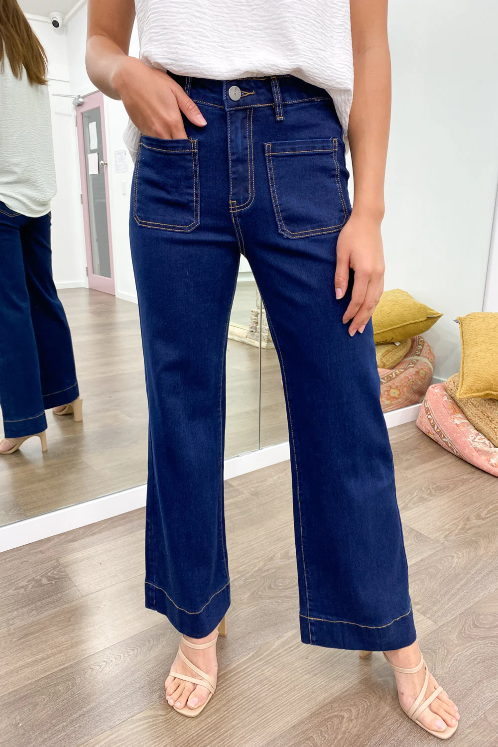 Whitley High Rise Wide Leg Jeans - Indigo - Image 29