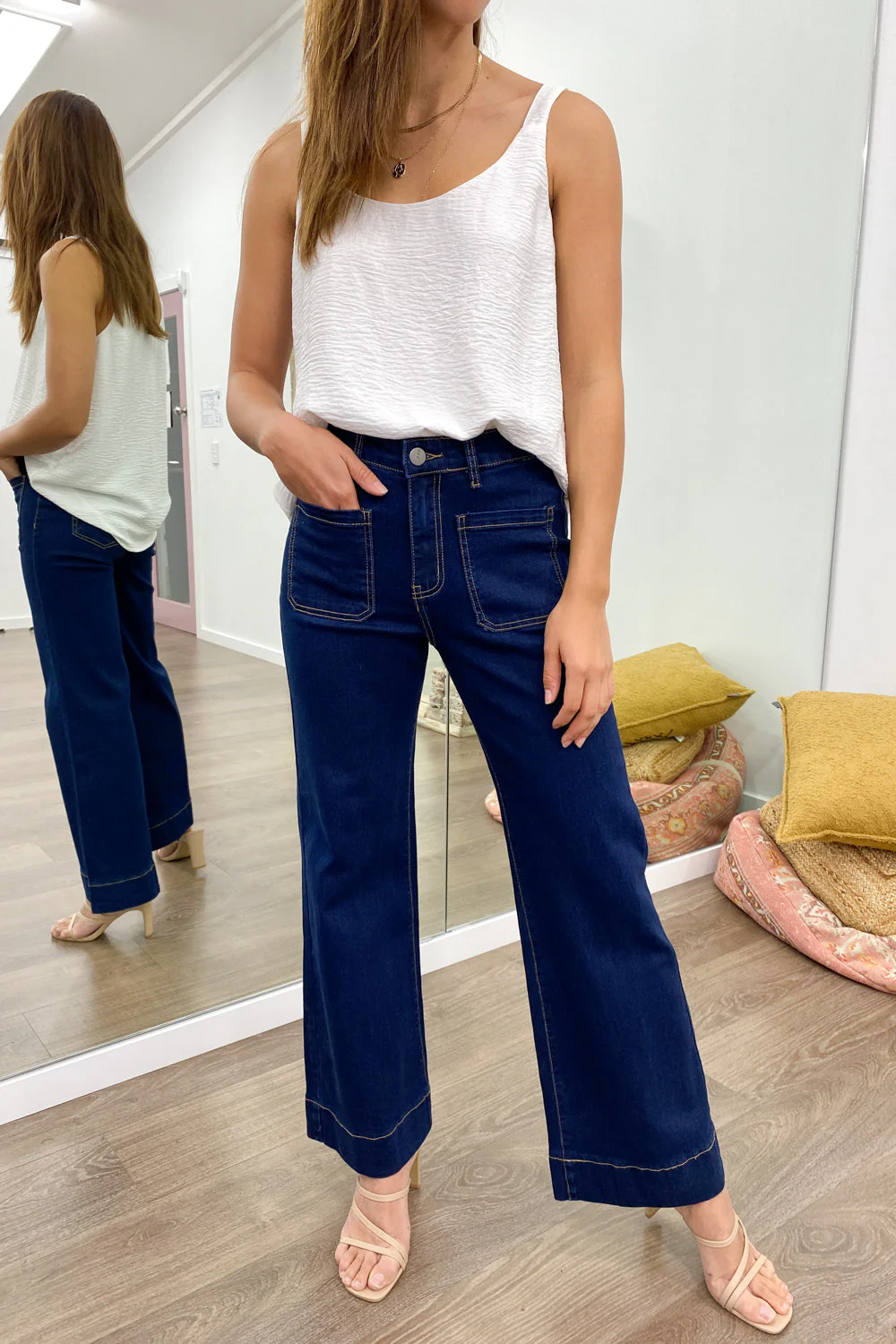 Whitley High Rise Wide Leg Jeans - Indigo - Image 30