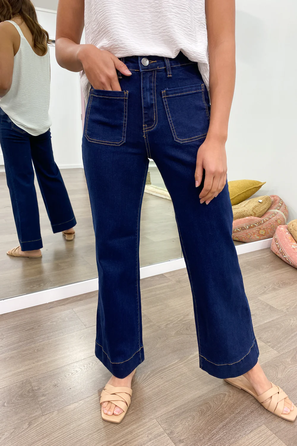 Whitley High Rise Wide Leg Jeans - Indigo - Image 39