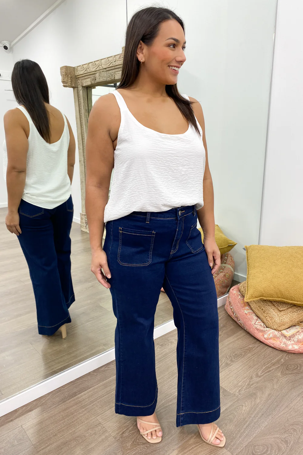 Whitley High Rise Wide Leg Jeans - Indigo - Image 41