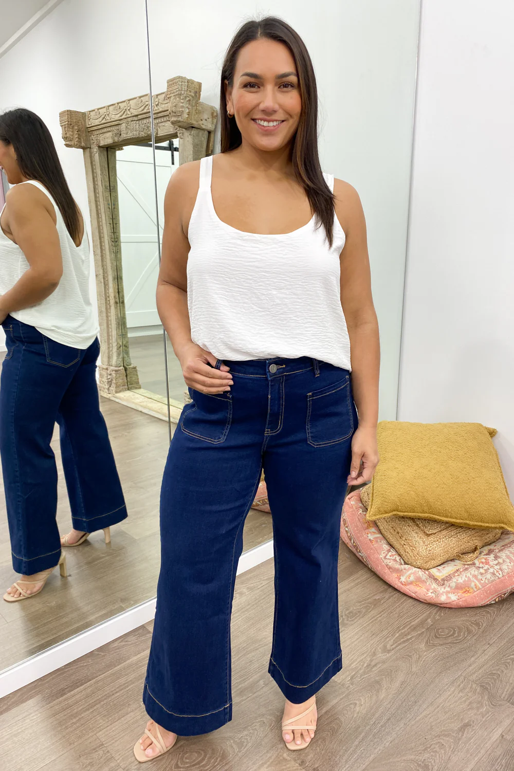 Whitley High Rise Wide Leg Jeans - Indigo - Image 42