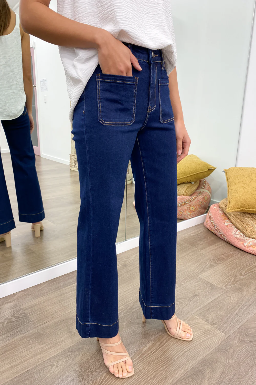 Whitley High Rise Wide Leg Jeans - Indigo - Image 46