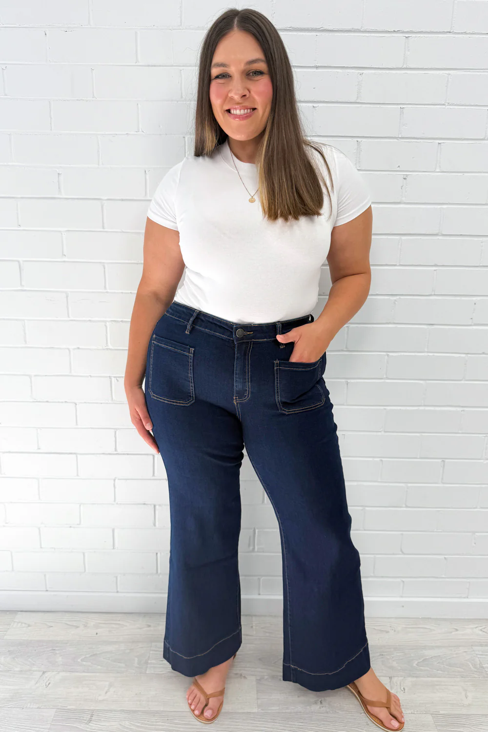 Whitley High Rise Wide Leg Jeans - Indigo - Image 6