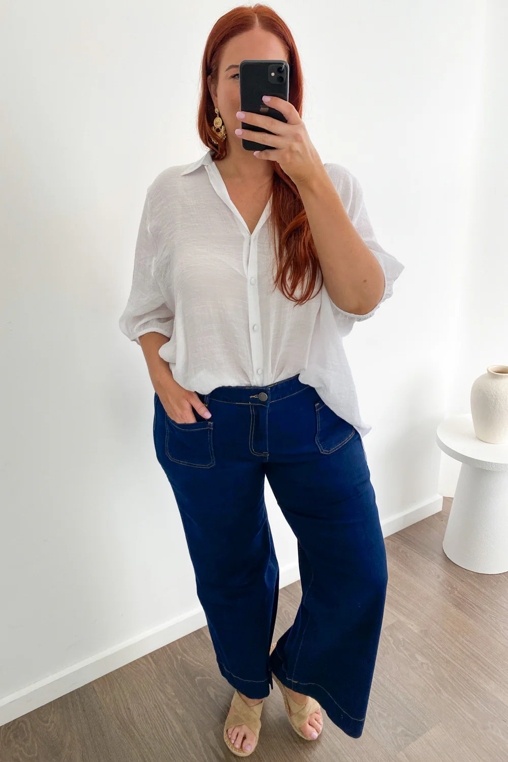 Whitley High Rise Wide Leg Jeans - Indigo - Image 8