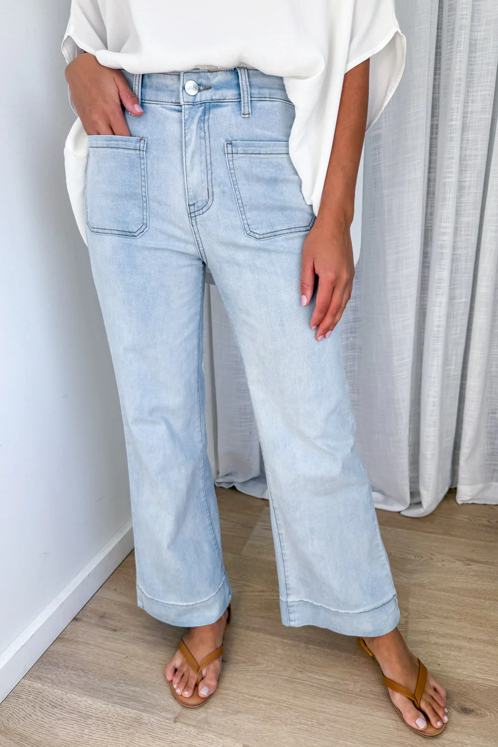Whitley High Rise Wide Leg Jeans - Light Blue Denim - Image 3