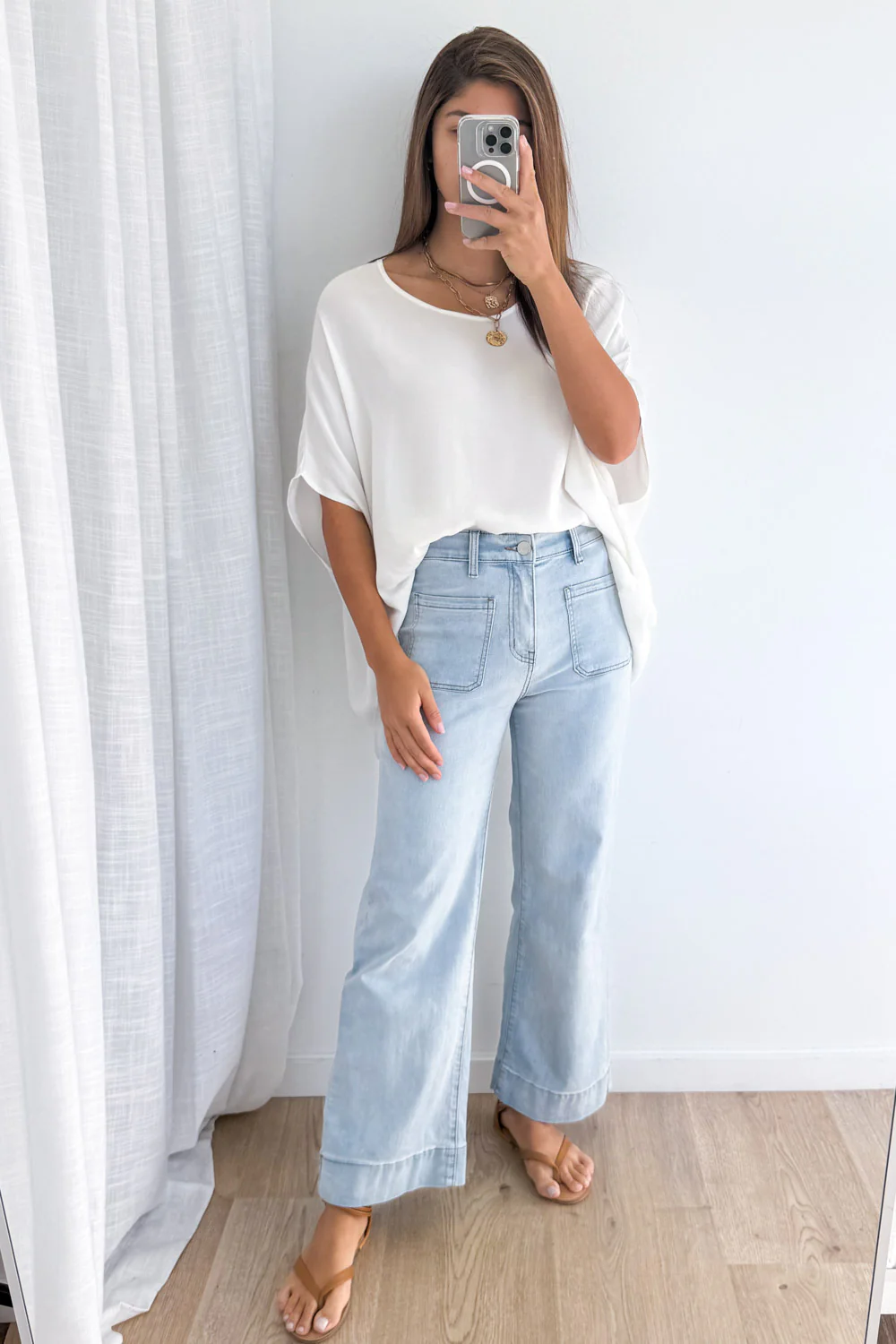 Whitley High Rise Wide Leg Jeans - Light Blue Denim - Image 4