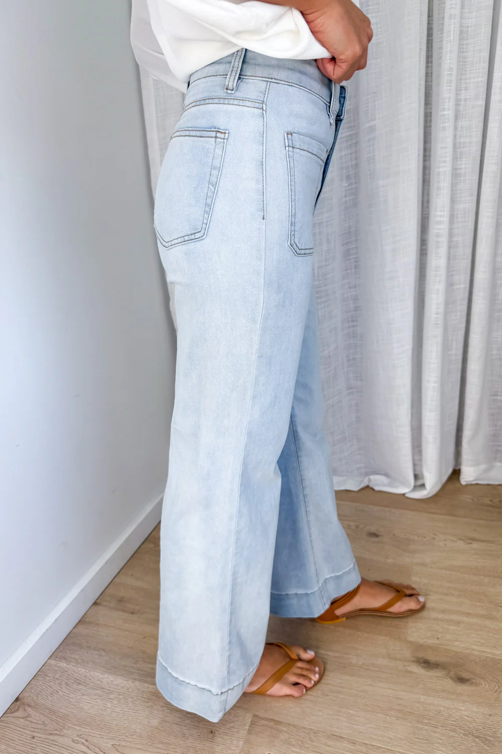 Whitley High Rise Wide Leg Jeans - Light Blue Denim - Image 6
