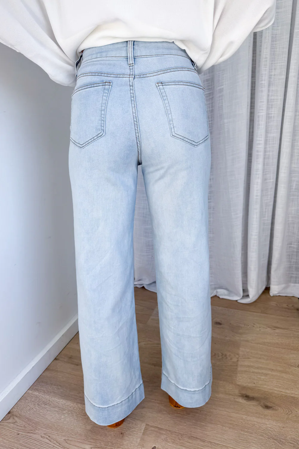 Whitley High Rise Wide Leg Jeans - Light Blue Denim - Image 7