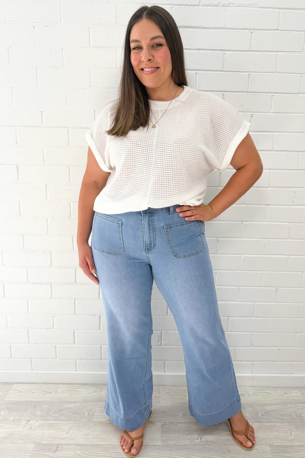 Whitley High Rise Wide Leg Jeans - Light Denim - Image 13