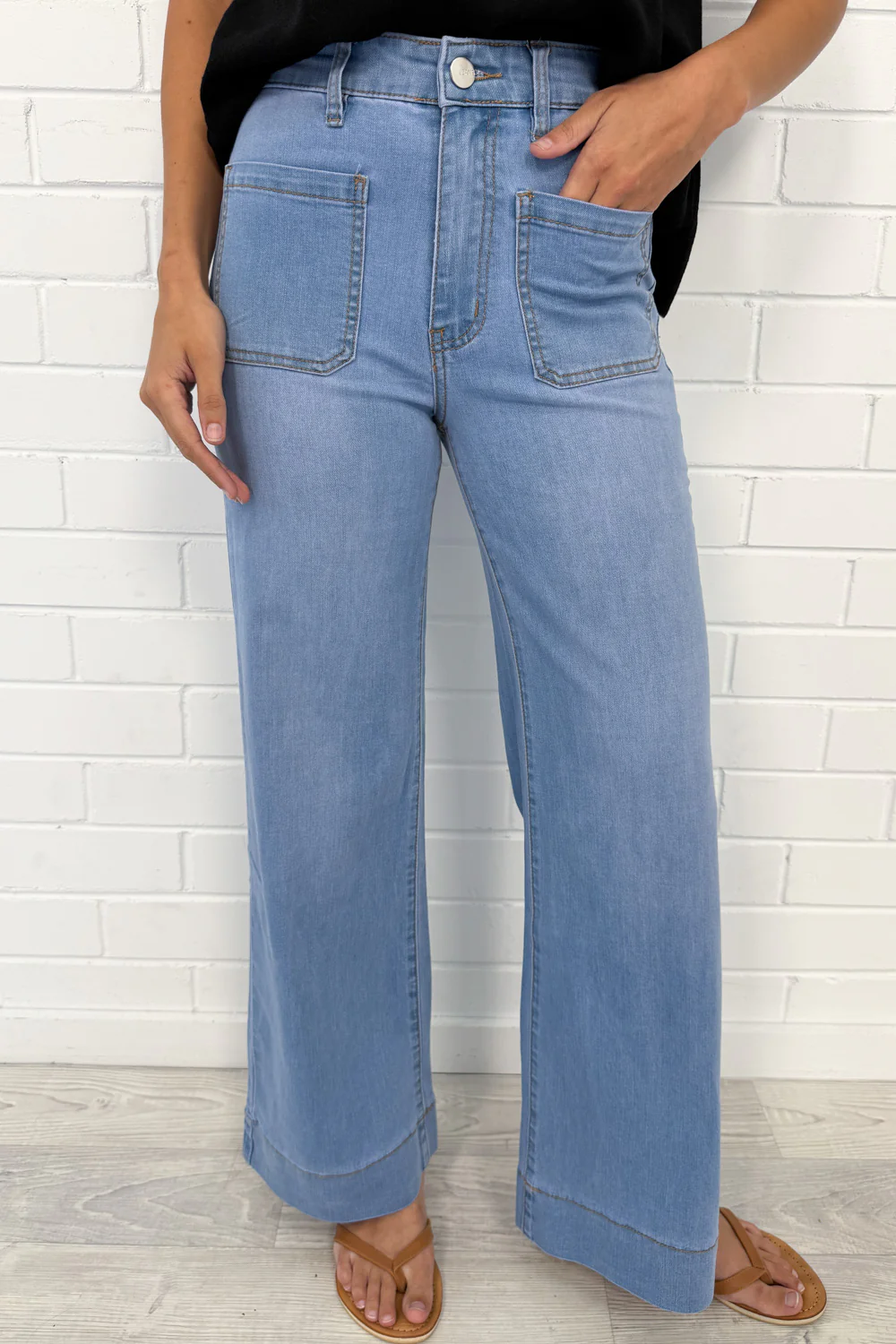 Whitley High Rise Wide Leg Jeans - Light Denim - Image 17