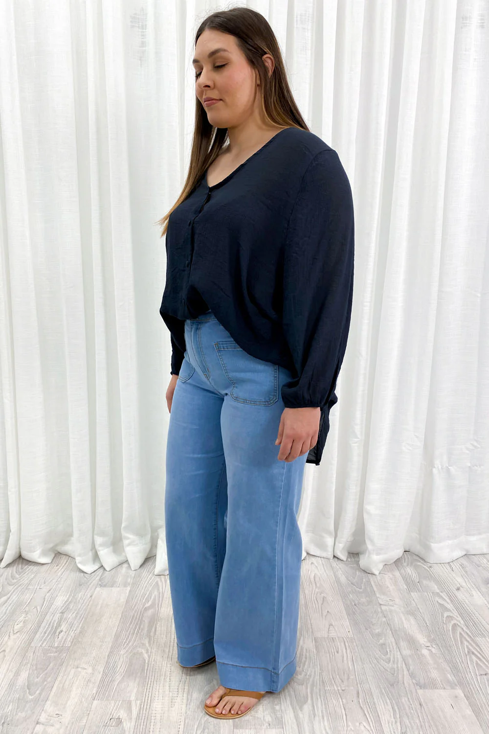 Whitley High Rise Wide Leg Jeans - Light Denim - Image 19