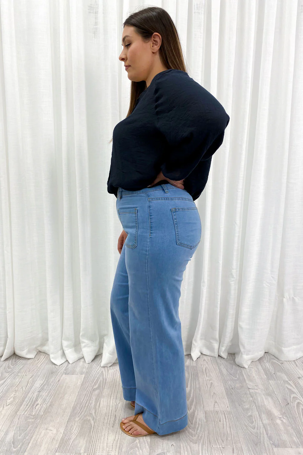Whitley High Rise Wide Leg Jeans - Light Denim - Image 20