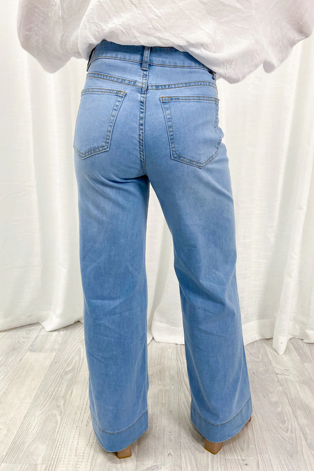 Whitley High Rise Wide Leg Jeans - Light Denim - Image 25