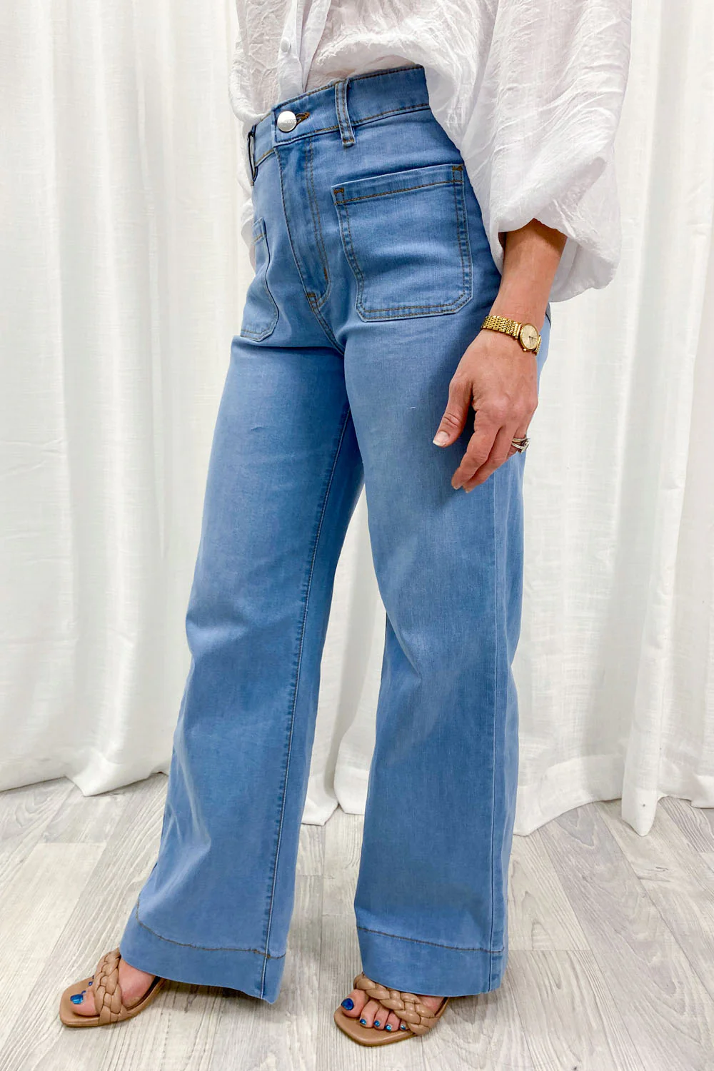 Whitley High Rise Wide Leg Jeans - Light Denim - Image 26