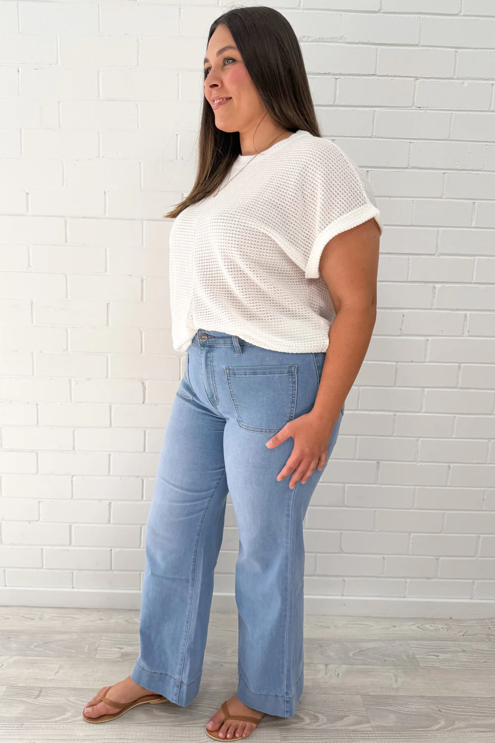 Whitley High Rise Wide Leg Jeans - Light Denim - Image 7