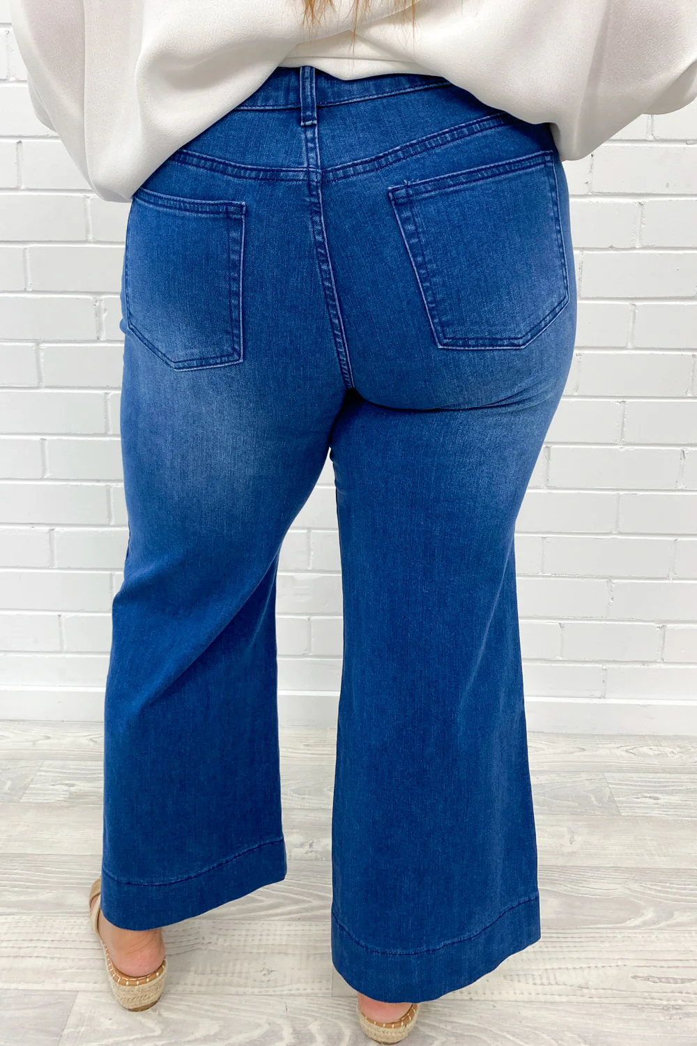 Whitley Petite High Rise Wide Leg Jeans - Dark Denim - Image 7