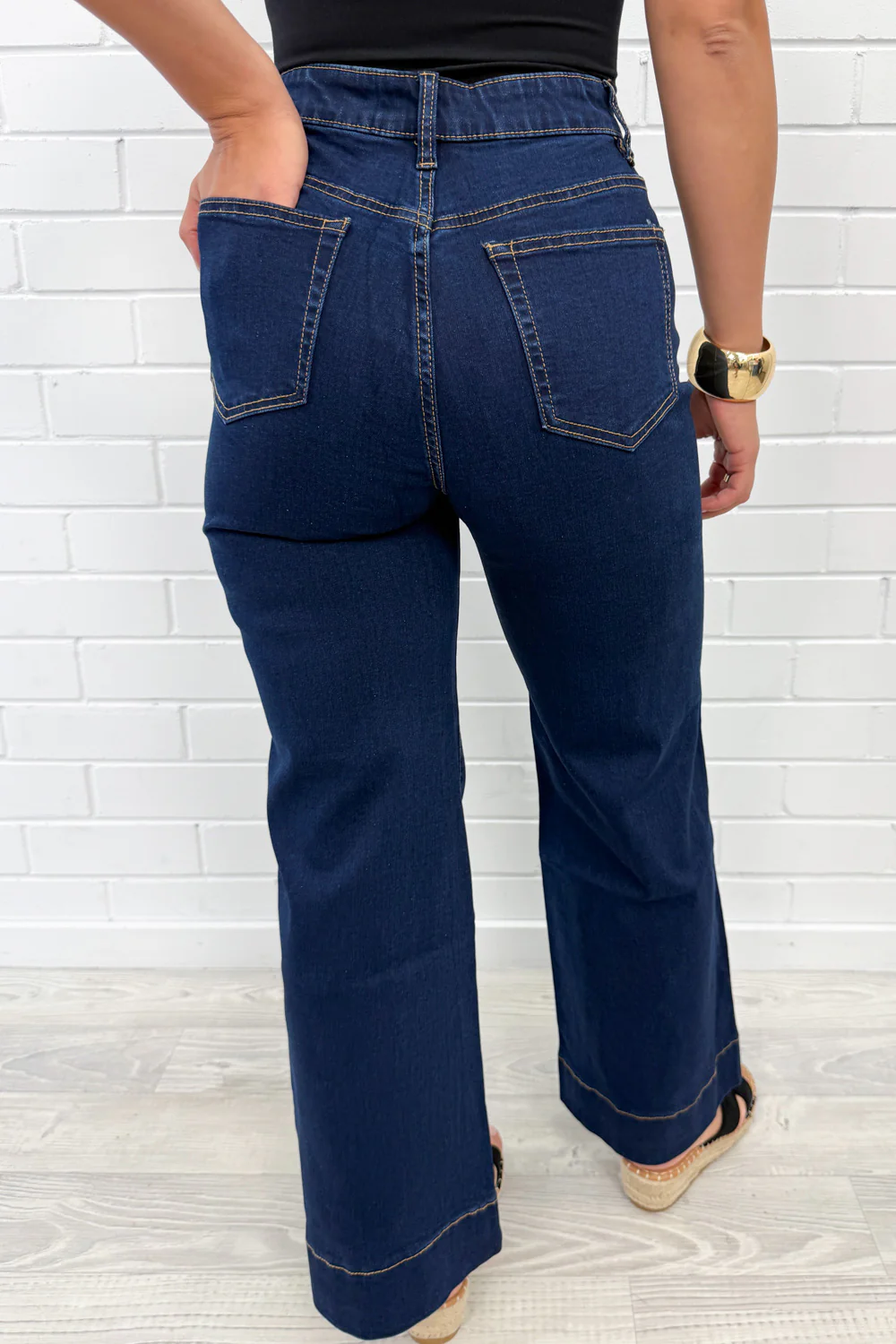 Whitley Petite High Rise Wide Leg Jeans - Indigo - Image 4