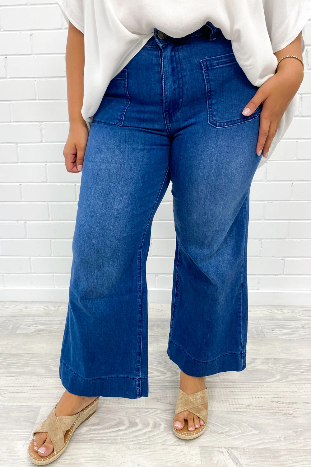 Whitley Petite High Rise Wide Leg Jeans - Dark Denim - Image 11