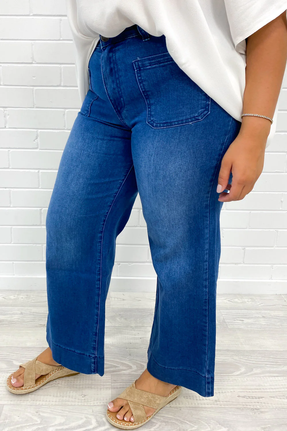 Whitley Petite High Rise Wide Leg Jeans - Dark Denim - Image 10