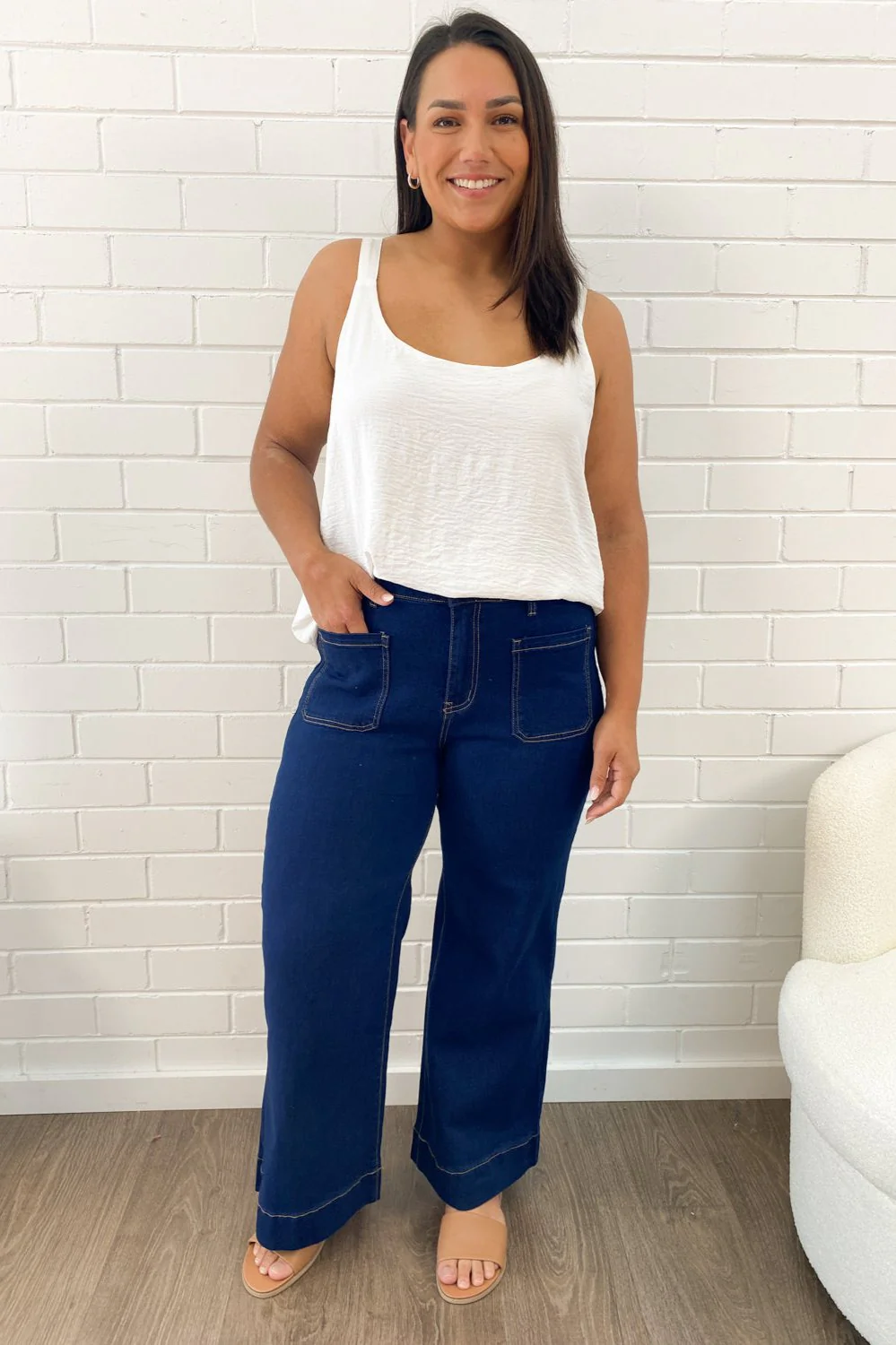 Whitley Petite High Rise Wide Leg Jeans - Indigo - Image 12