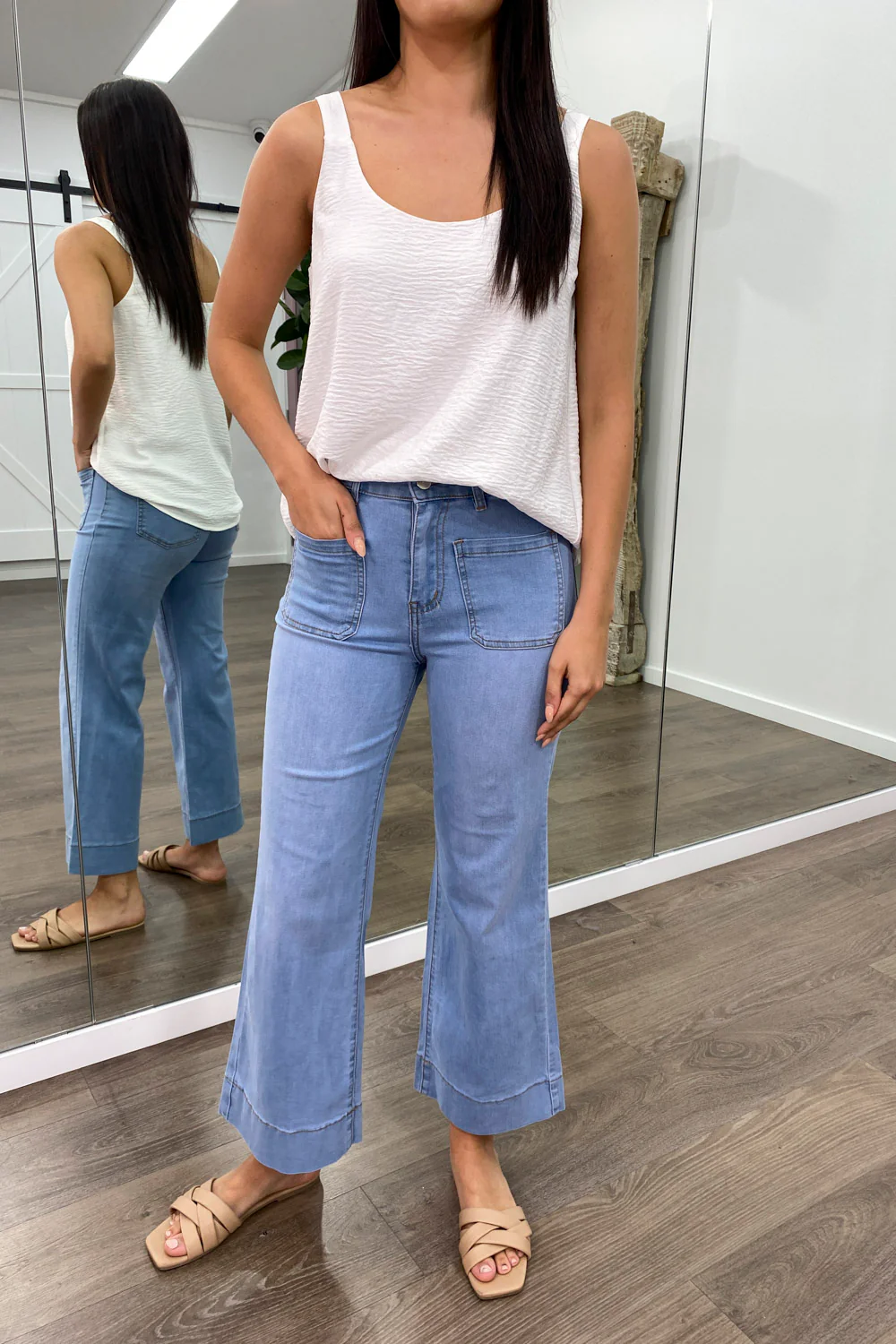 Whitley Petite High Rise Wide Leg Jeans - Light Denim - Image 13