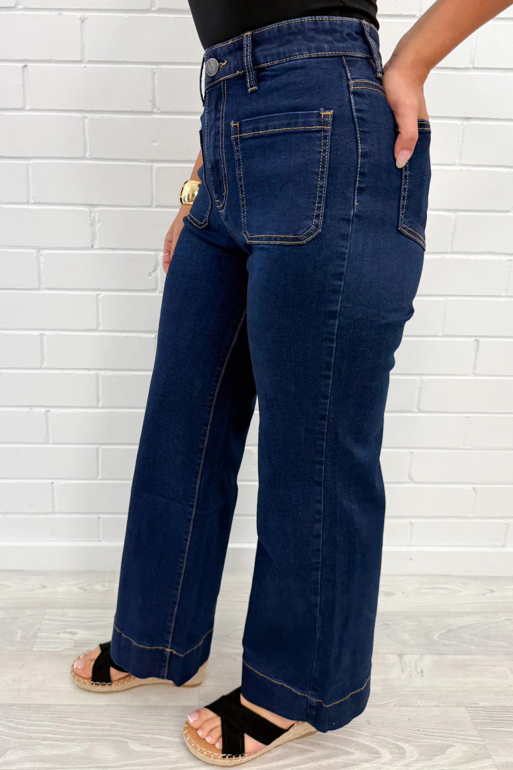 Whitley Petite High Rise Wide Leg Jeans - Indigo - Image 3