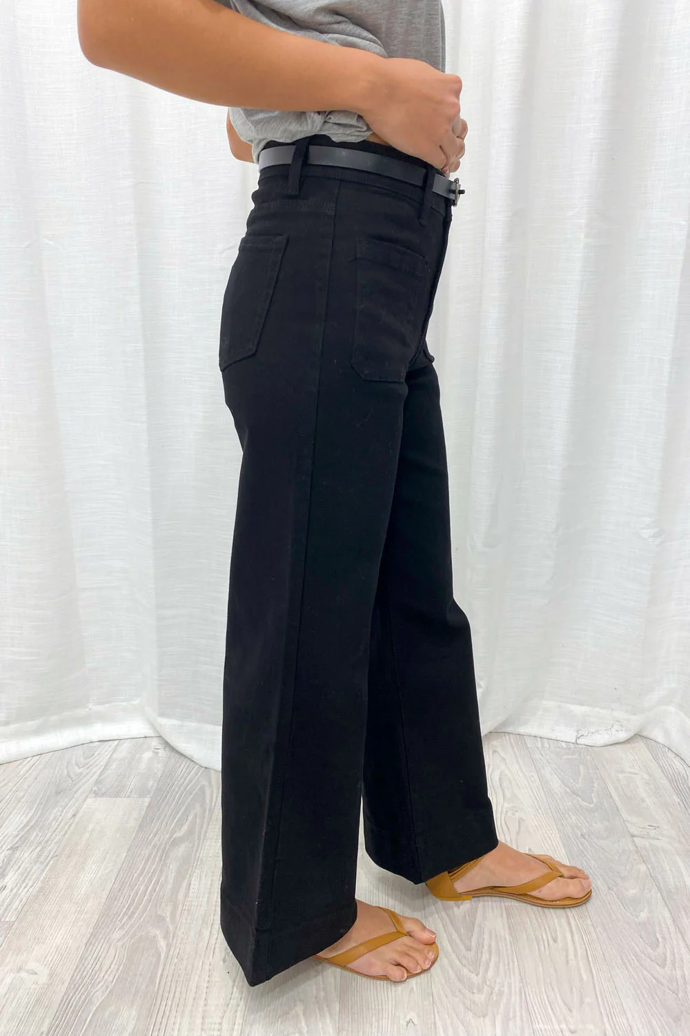 Whitley Petite High Rise Wide Leg Jeans - Black - Image 5