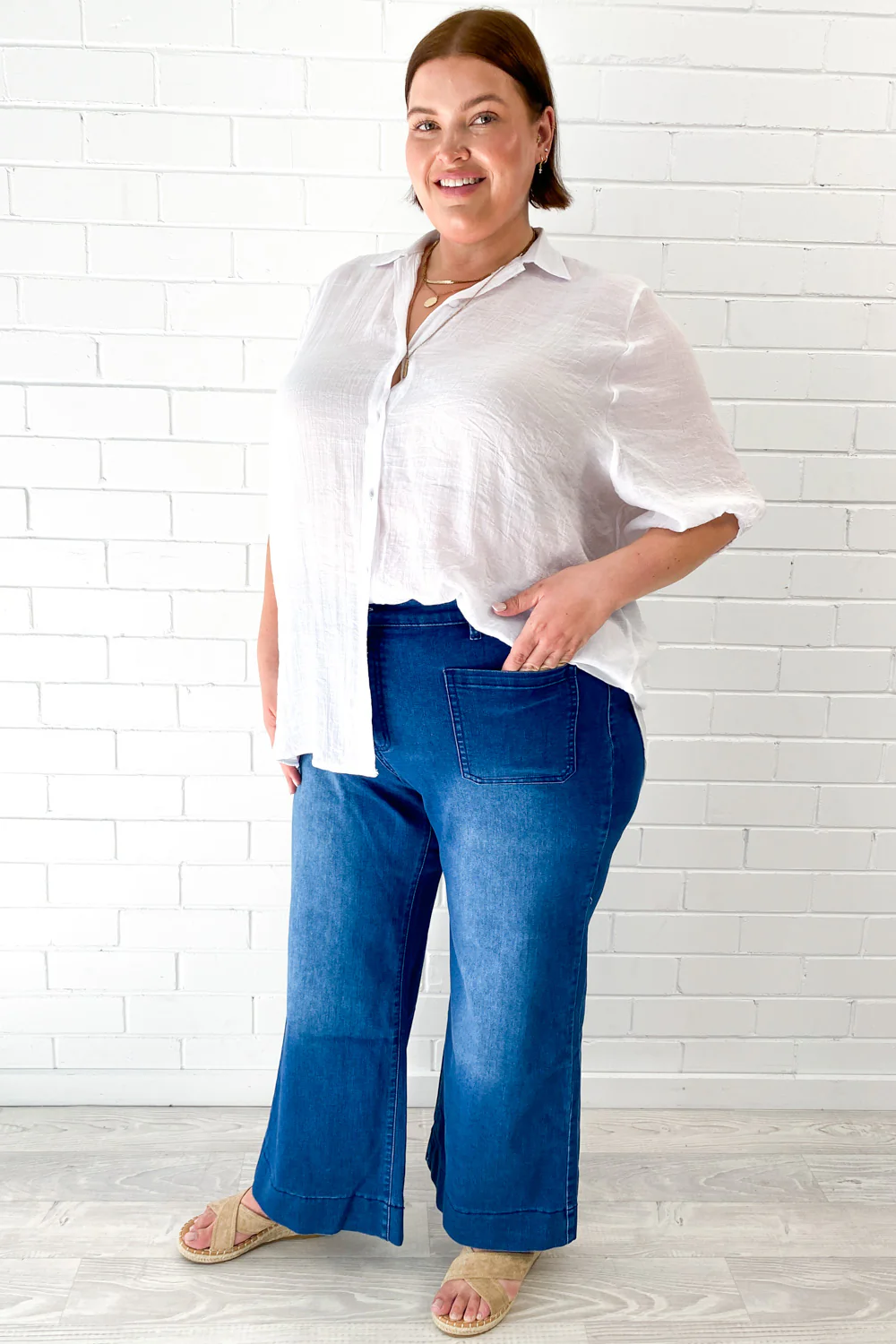 Whitley Petite High Rise Wide Leg Jeans - Dark Denim - Image 13
