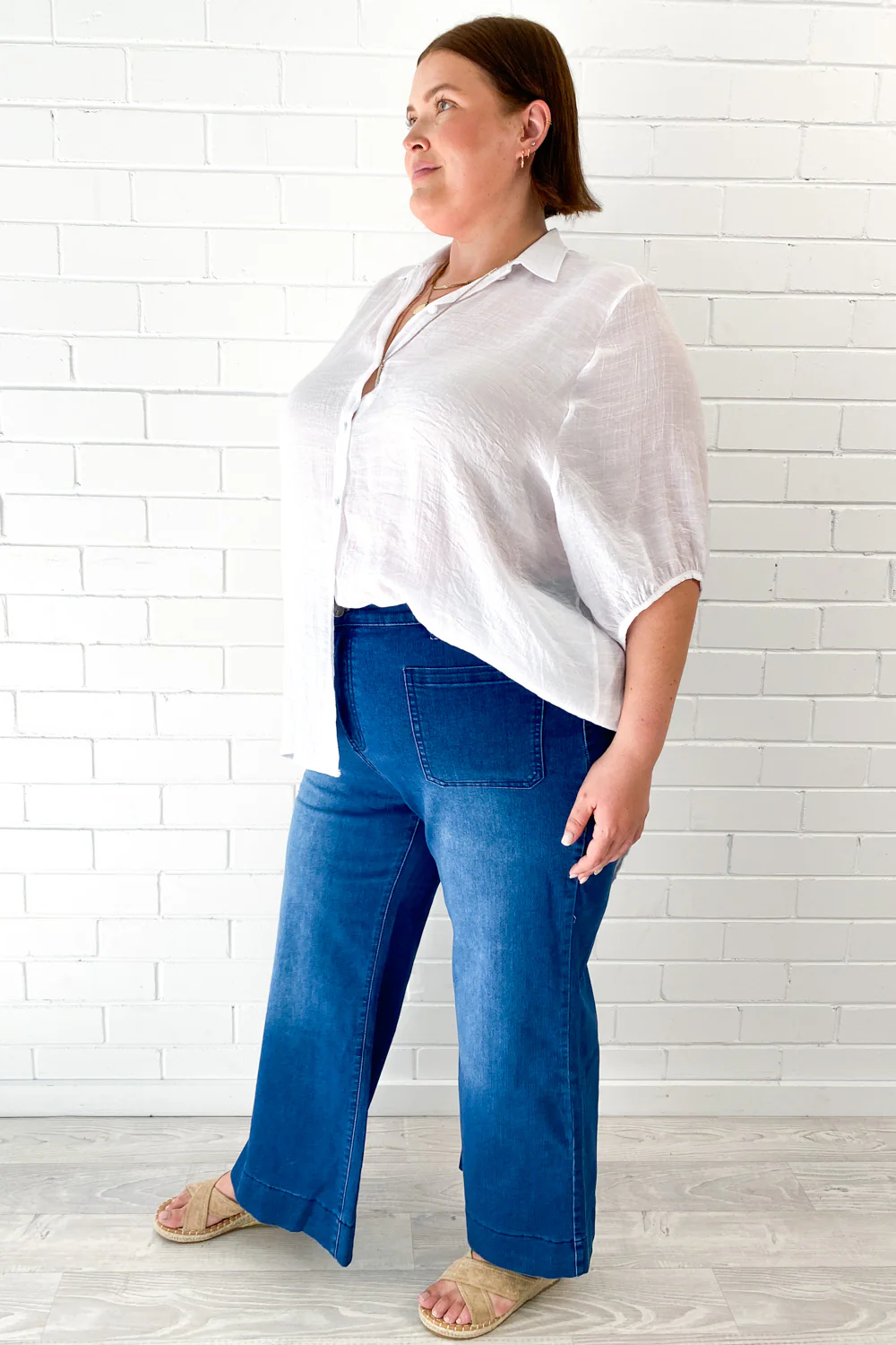 Whitley Petite High Rise Wide Leg Jeans - Dark Denim - Image 14