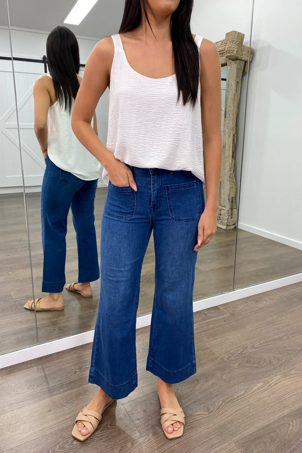 Whitley Petite High Rise Wide Leg Jeans - Dark Denim - Image 17