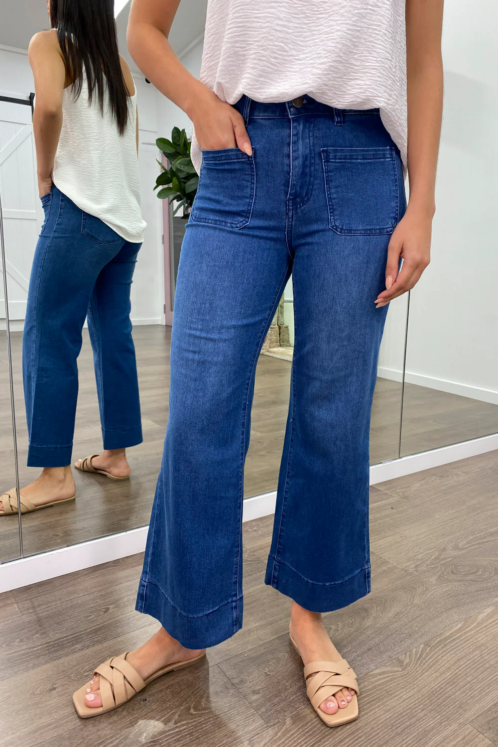 Whitley Petite High Rise Wide Leg Jeans - Dark Denim - Image 19