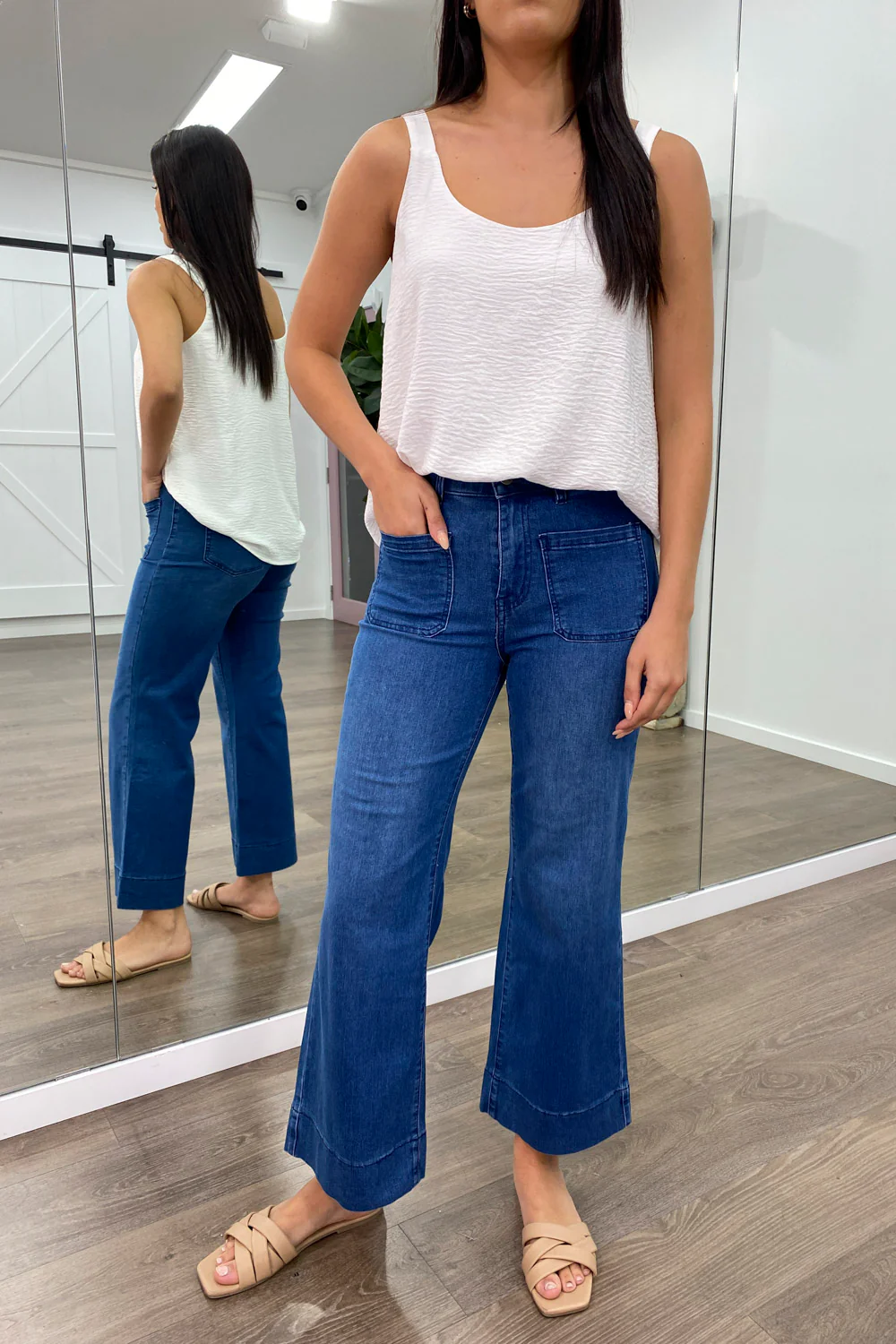 Whitley Petite High Rise Wide Leg Jeans - Dark Denim - Image 20