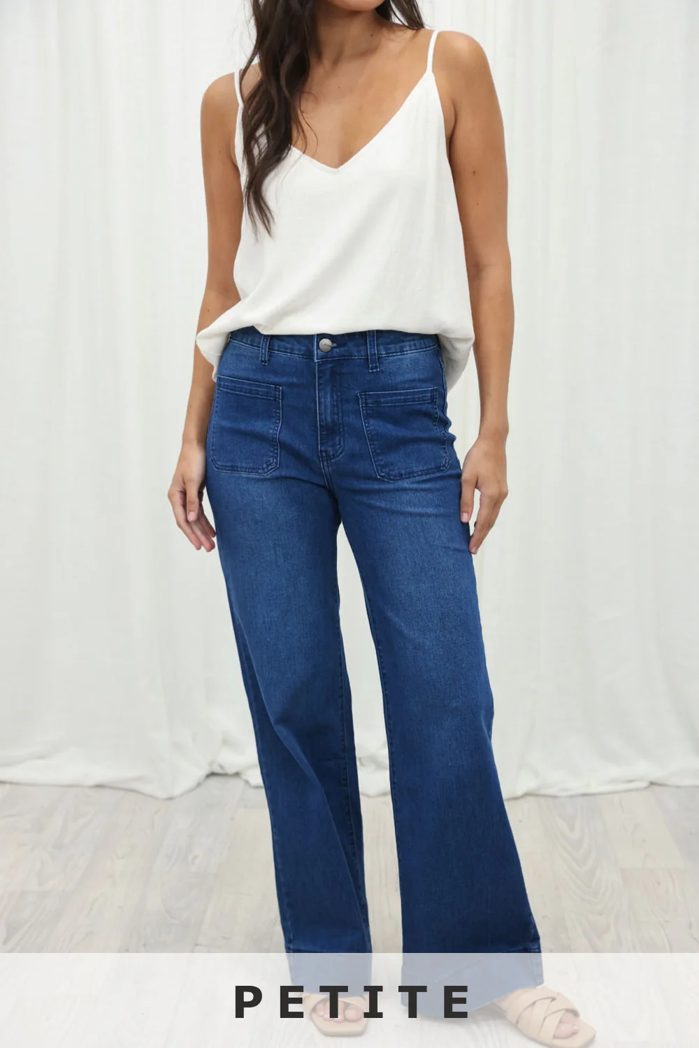 Whitley Petite High Rise Wide Leg Jeans - Dark Denim - Image 23