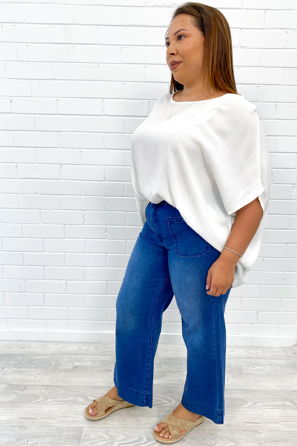 Whitley Petite High Rise Wide Leg Jeans - Dark Denim - Image 9